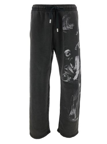 Pants With Drawstring And Graphic Print In Cotton Man - Off-White - Modalova