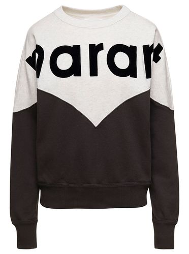 Black And Bi-color Sweatshirt With Contrasting Logo Lettering In Cotton Blend Woman - Marant Étoile - Modalova