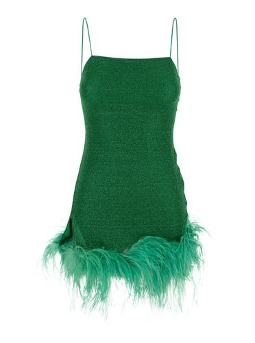 Lumiere Plumage Sleeveless Slip Dress With Tonal Feathered Hem In Tech Fabric Stretch Woman - Oseree - Modalova