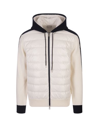 Padded Tricot Cardigan With Hood In And Navy Blue - Moncler - Modalova