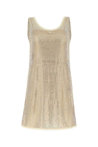 Logo Plaque Embellished Sleeveless Dress - Prada - Modalova