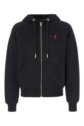 Paris Logo-printed Drawstring Hoodie - Ami Alexandre Mattiussi - Modalova