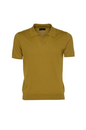 Plain Ribbed Polo Shirt - Roberto Collina - Modalova