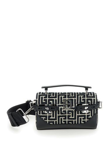 B-buzz 19 And White Crossbody Bag With Monogram In Cotton And Leather Man - Balmain - Modalova