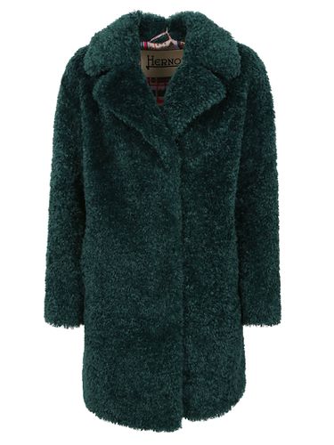 Faux-fur Single-breasted Long Sleeved Coat - Herno - Modalova