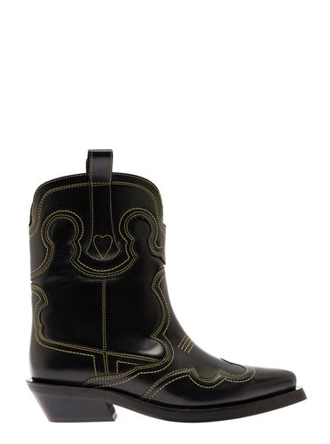 Low Shaft Embroidered Western Boot - Ganni - Modalova