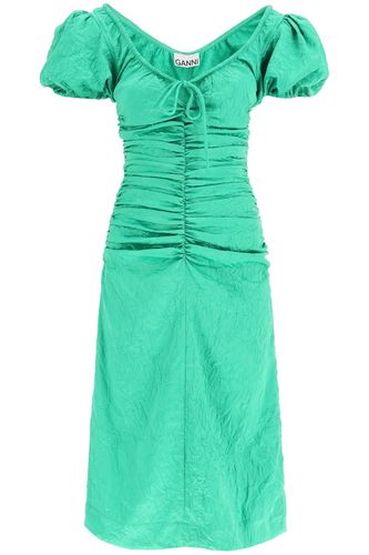 Ganni Dress In Green Polyester - Ganni - Modalova