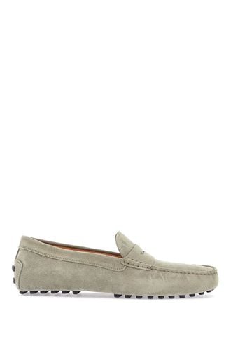 Beige Suede Driving Moccasin For Men With Rubber Sole - Tod's - Modalova