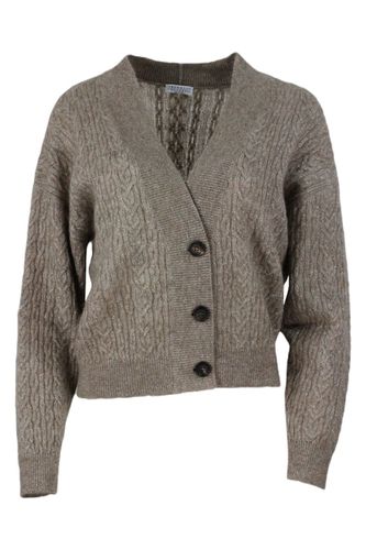 Cable Knit Wool Blend Cardigan Sweater - Brunello Cucinelli - Modalova