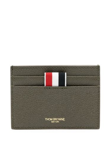 Single Card Holder In Pebble Grain Leather - Thom Browne - Modalova