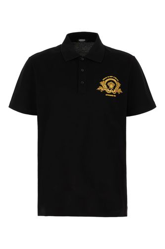 Versace Black Piquet Polo Shirt - Versace - Modalova