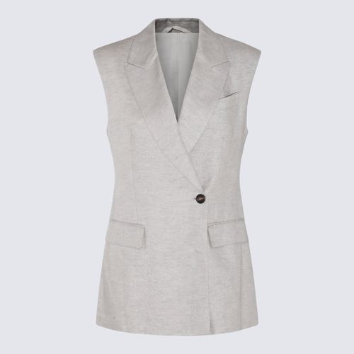Light Grey Linen Vest Blazer - Brunello Cucinelli - Modalova