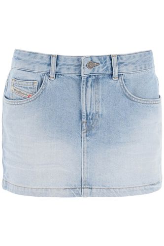 Denim Mini Skirt With Maxi Logo Patch - Diesel - Modalova