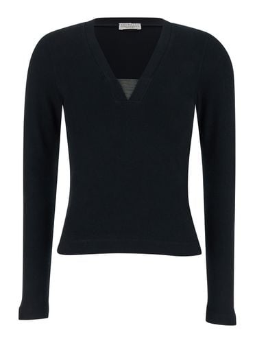 T-shirt With Monil Detail On The Front In Jersey Woman - Brunello Cucinelli - Modalova