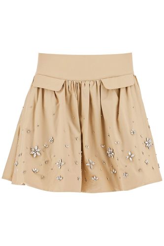 Poplin Mini Skirt With Crystal - self-portrait - Modalova