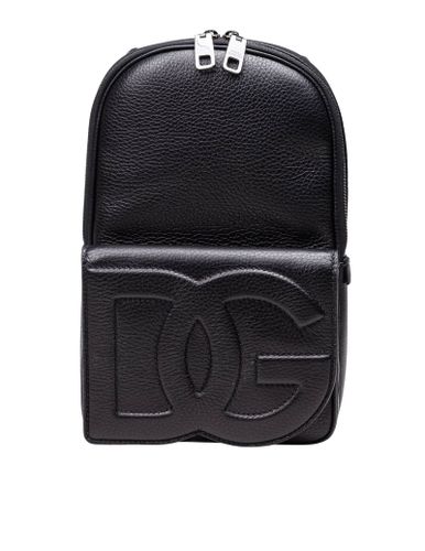 Leather Backpack With Embossed Dg Logo - Dolce & Gabbana - Modalova