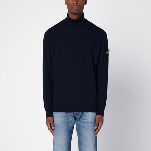 Blue Navy Turtleneck Sweater In Wool - Stone Island - Modalova