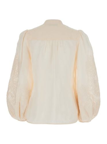 White Blouse With Embroidery And Puffed Sleeves In Linen Woman - Zimmermann - Modalova