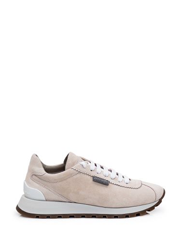 Shiny Tab Leather Sneaker - Brunello Cucinelli - Modalova