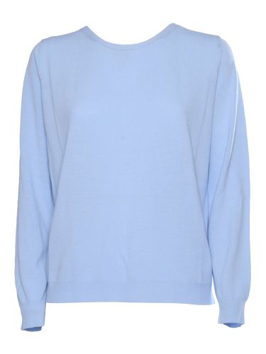 Light Blue Ribbed Cotton Sweater - Kangra - Modalova