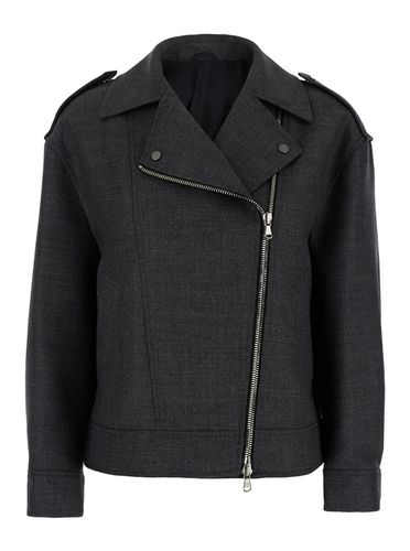 Biker Jacket With Zip Closure In Wool Woman - Brunello Cucinelli - Modalova