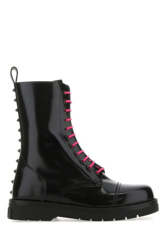 Black Leather Combat Boots - Valentino Garavani - Modalova