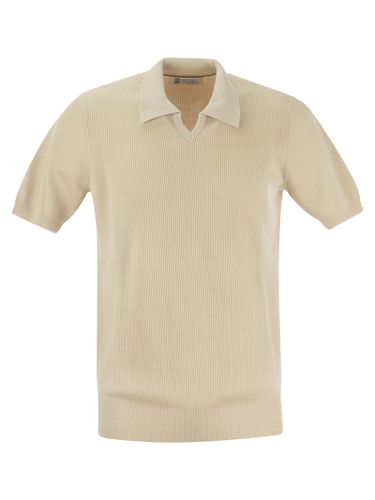 Cotton Rib Knit Polo Shirt - Brunello Cucinelli - Modalova
