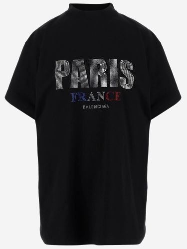 Paris Rhinestone Cotton T-shirt - Balenciaga - Modalova