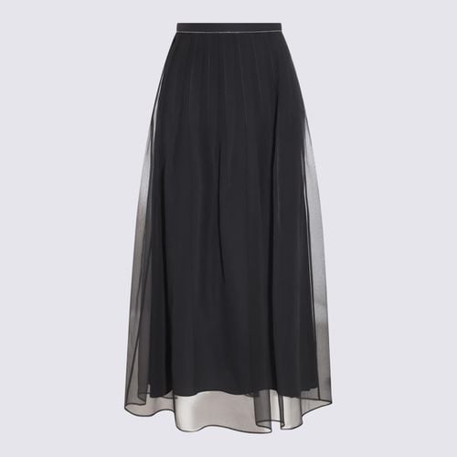 Dark Blue Silk Skirt - Brunello Cucinelli - Modalova