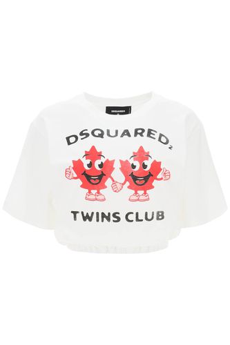 Twins Club Print Cropped T-shirt - Dsquared2 - Modalova