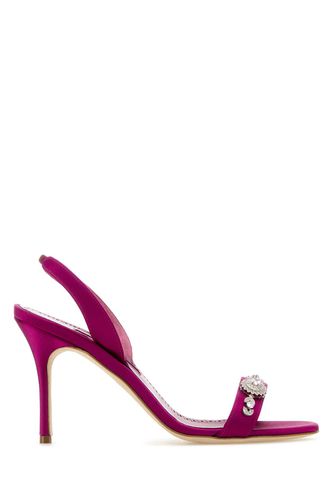 Fuchsia Satin Lamisan Sandals - Manolo Blahnik - Modalova