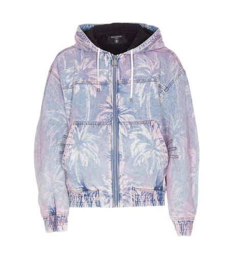 Bomber Jacket With Palm Tree Print - Balmain - Modalova