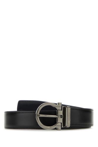 Black Leather Reversible Belt - Ferragamo - Modalova