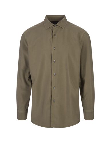 Zegna Mulberry Silk Shirt In Green - Zegna - Modalova