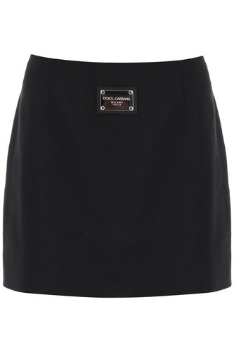 Ottoman Mini Skirt With Logo Tag - Dolce & Gabbana - Modalova