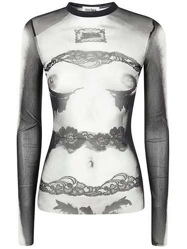 Mesh Long Sleeve Top Printed body Lace Mariniere - Jean Paul Gaultier - Modalova