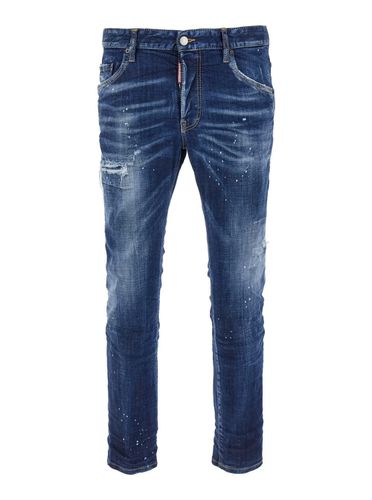 Skater Skinny Jeans With Paint Stains In Stretch Cotton Denim Man - Dsquared2 - Modalova