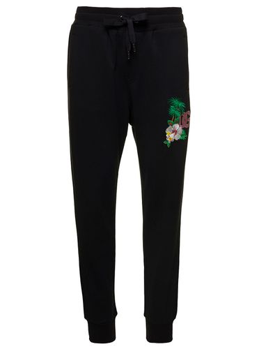 Floral Logo Embroidered Track Pants - Dolce & Gabbana - Modalova