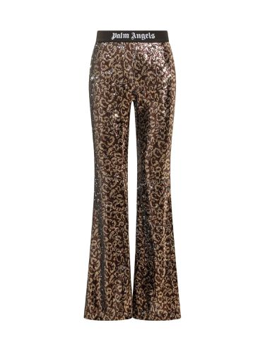 Logo Tape Sequins Flare Trousers - Palm Angels - Modalova