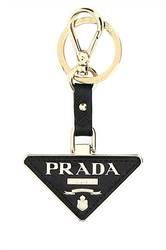 Two-tone Metal And Leather Key Ring - Prada - Modalova