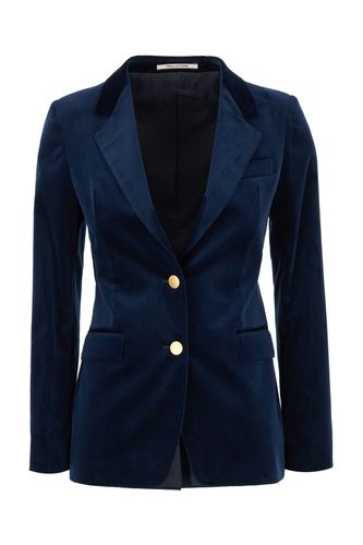 Tagliatore Navy Blue Velvet Blazer - Tagliatore - Modalova