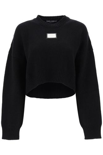 Logo Plaque Cropped Sweater - Dolce & Gabbana - Modalova