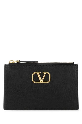 Black Leather Card Holder - Valentino Garavani - Modalova