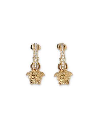 Crystal La Medusa Hoop Earrings - Versace - Modalova