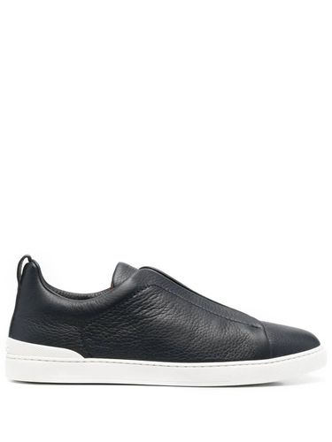 Triple Stitch Sneakers In Navy Leather - Zegna - Modalova