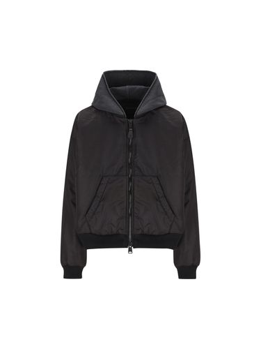 Logo Embroidered Hooded Bomber Jacket - Balenciaga - Modalova