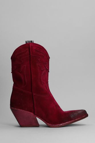 Texan Boots In Fuxia Suede - Elena Iachi - Modalova