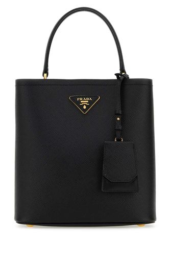 Black Leather Medium Panier Handbag - Prada - Modalova