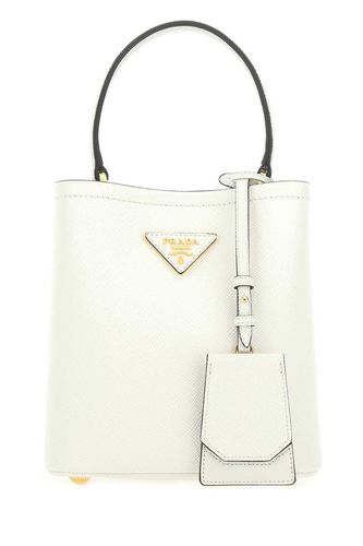 White Leather Small Panier Handbag - Prada - Modalova