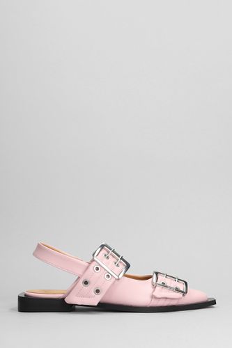 Ballet Flats In Rose-pink Leather - Ganni - Modalova